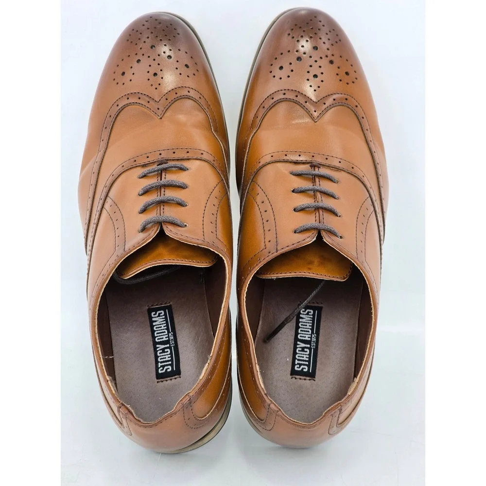 Stacy Adams Wingtip Oxfords Mens 6 Brown Brogue Dress Shoes -Good